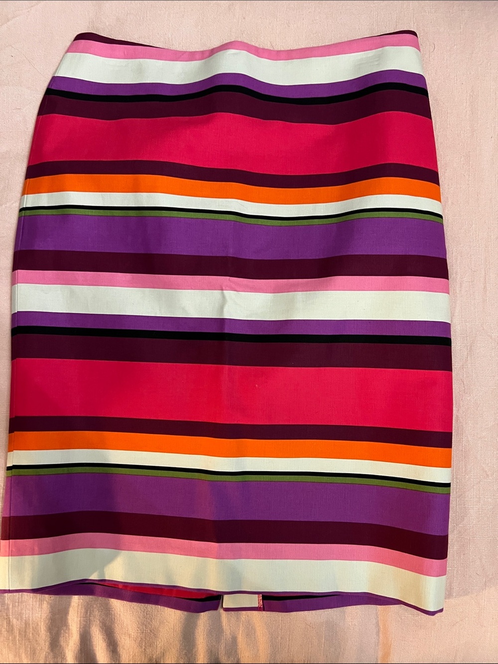 Bold Multi-Stripe Pencil Skirt - Pink, Purple & Orange